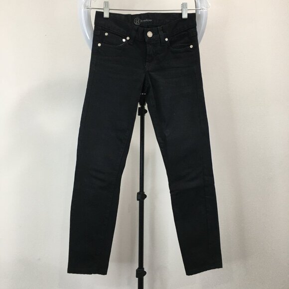 BEBE Black Wash Silver Logo Plaque 5 Pocket Logo Hardware Denim Jeans - Picture 1 of 11